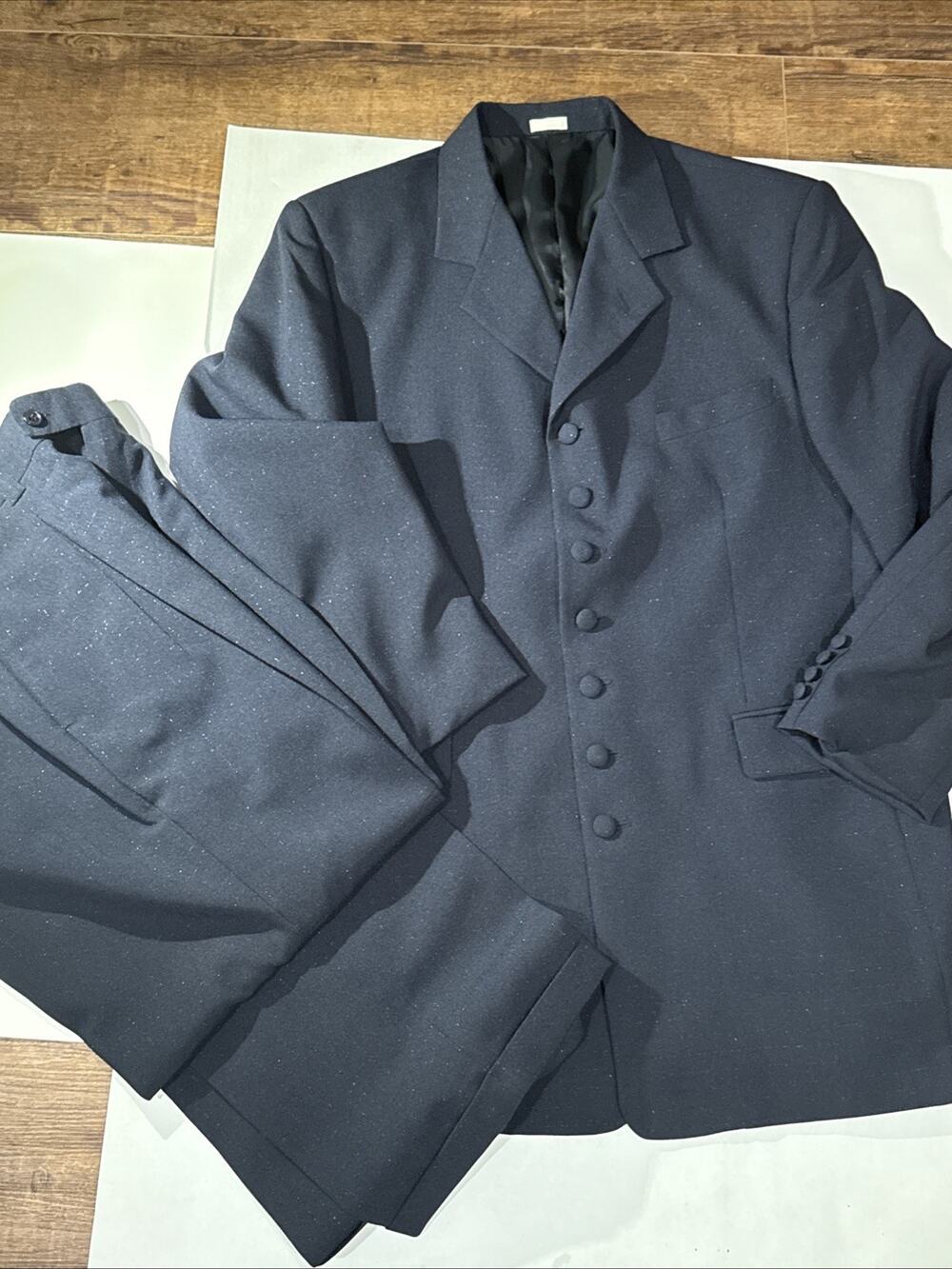 Falcone Dark Blue Sparkly 7-Button Suit Unique Excellent